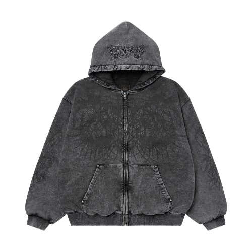Z10 Washed Gray Heavyweight Zip-Up Hoodie