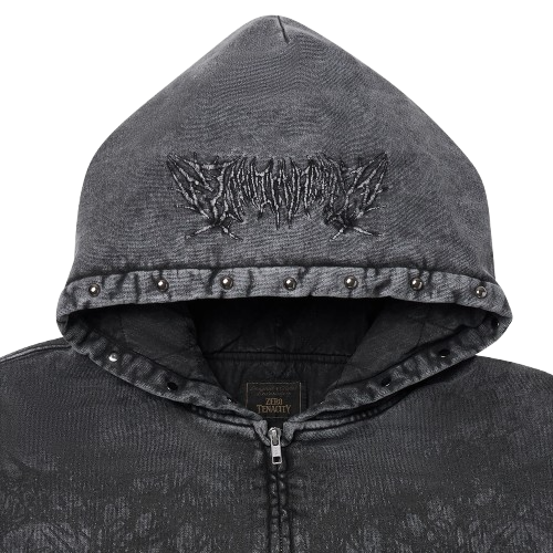 Z10 Washed Gray Heavyweight Zip-Up Hoodie